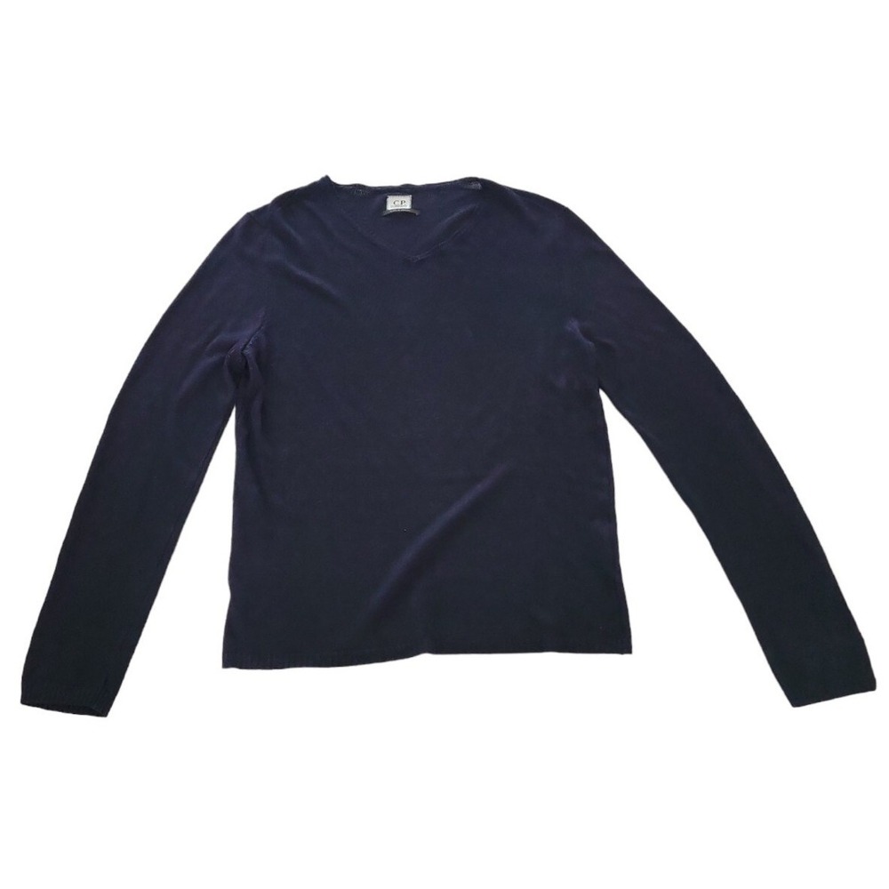 C.P. COMPANY Men Cotton Linen Blend Casual Knit Sweater Blue Jumper Size 50 (L)